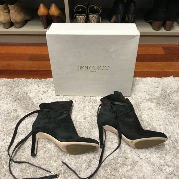 JIMMY CHOO BLACK SUEDE BOOTIES - Picture 3 of 7